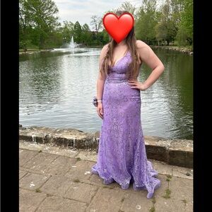 Elegant Purple Lace Evening Gown